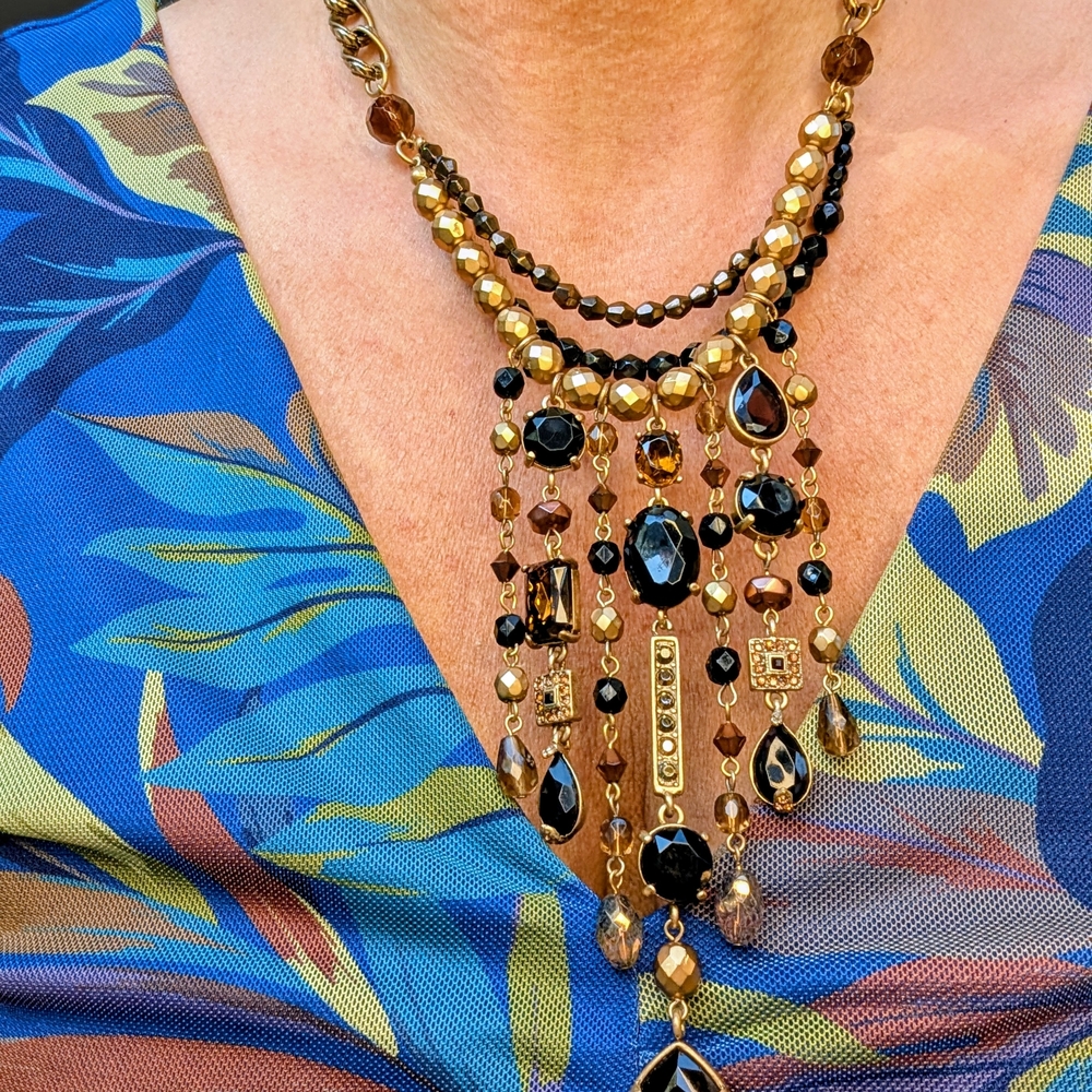 Chico's Gold and Black Statement Necklace